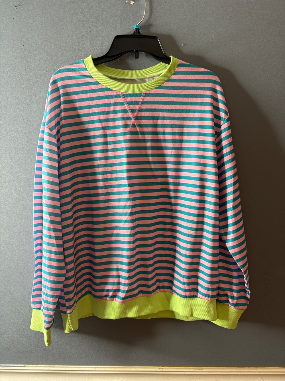 Striped Sweatshirt with Neon Accents